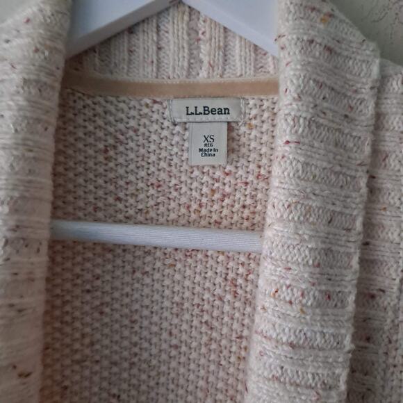 L.L. Bean Oatmeal Color Speckled Chunky Longline Open Cardigan Collar - Size XS - Picture 12 of 13